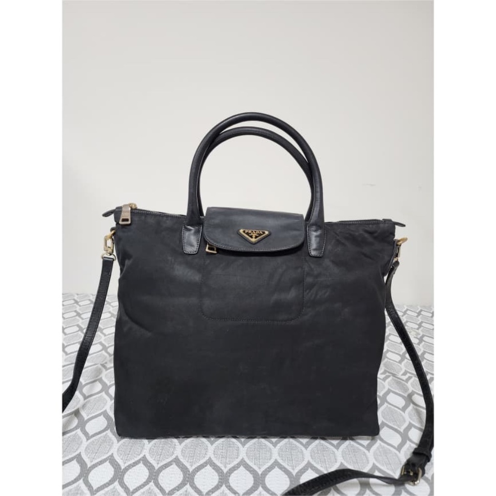 Authentic PRADA Tessuto Nylon Saffiano Tote Black